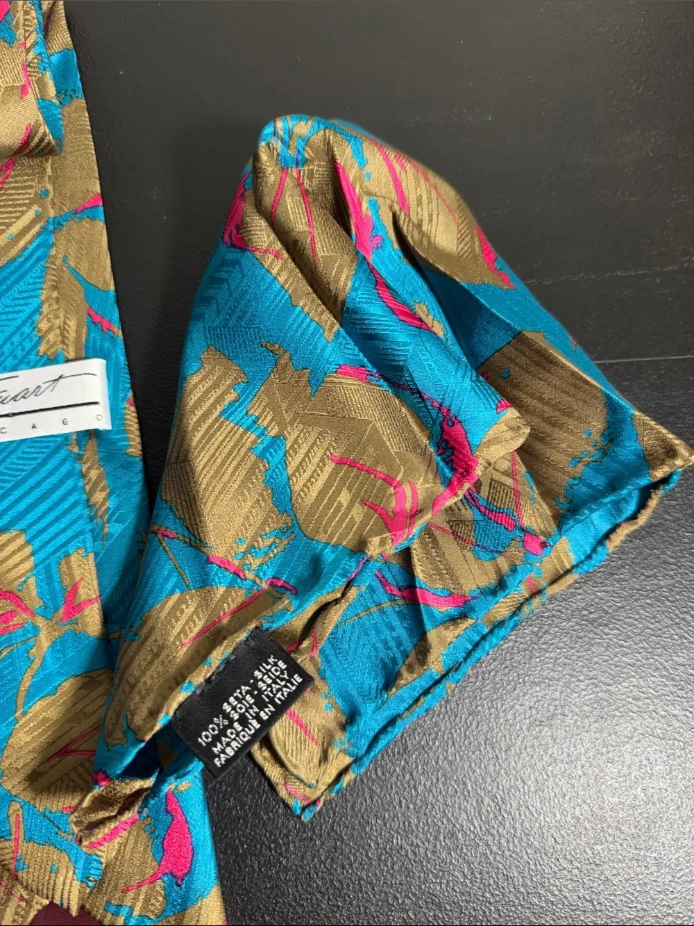 Mens red blue vintage silk pocket square lot bundle 2 neck ties